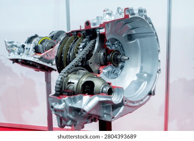 Cross-section of a modern automatic transmission AT. Internal structure of the transmission, automatic transmissions.