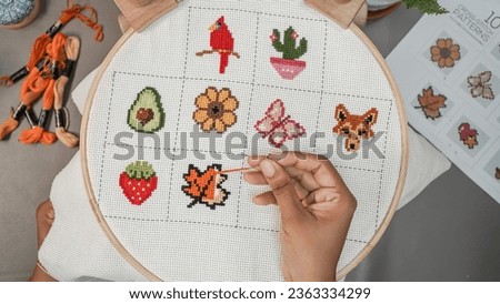 Cross-Stitch Craft: Handiwork on Embroidery Hoop
