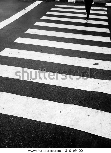 Crosswalk crossing for pedestrian safety. Zebra cross
walk .