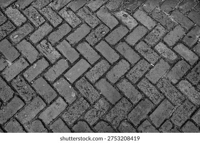 Crossways Pattern of Brick in Black and White.