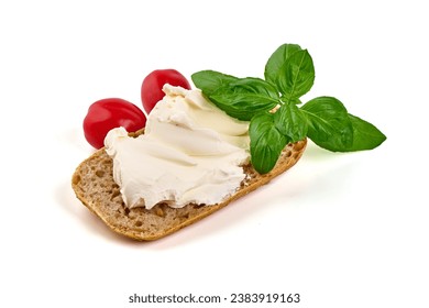 Crostini with cream cheese, isolated on white background. High resolution image - Powered by Shutterstock