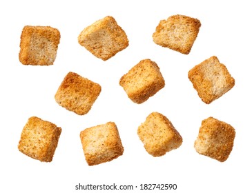 Croutons isolated on a white background.