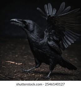 Crow (Bird): Crows are highly intelligent, medium-sized birds known for their black plumage and distinctive cawing sound. They belong to the Corvidae family and are found worldwide, often in urban. - Powered by Shutterstock