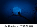 crow at full moon