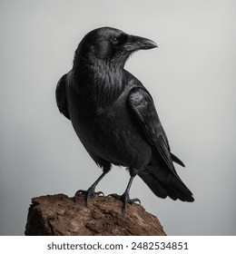 The crow is a medium to large-sized black bird known for its intelligence, adaptability, and distinctive cawing calls. Crows are found worldwide in various habitats, including forests, cities.