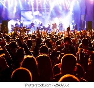 Crowd At A Concert, Back Light Silhouette