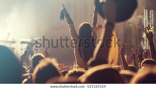 Crowd Concert Cheering Crowd Front Bright Stock Photo (Edit Now) 521165524