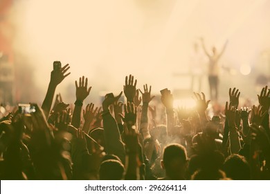 Crowd at concert - retro style photo - Shutterstock ID 296264114