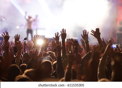 crowd at concert - summer music festival - Shutterstock ID 611535305
