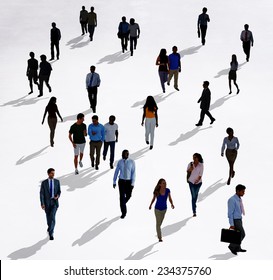 Crowd Diverse People Walking Isolated Concept