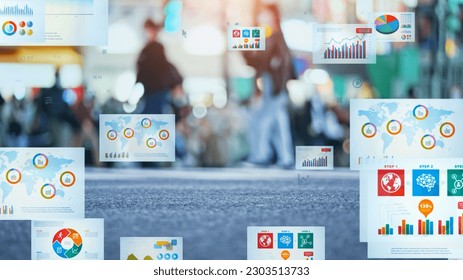 Crowd and documents concept. Communication technology.