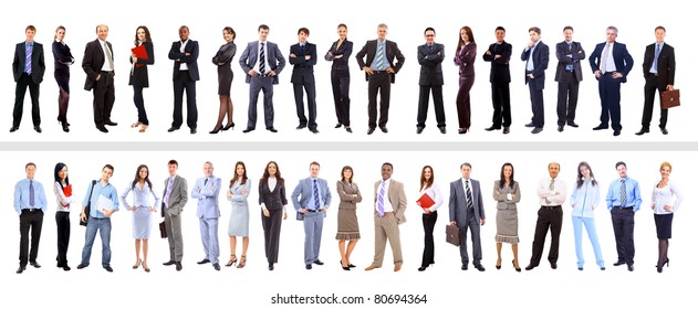 Crowd Or Group Of Business People Isolated In White