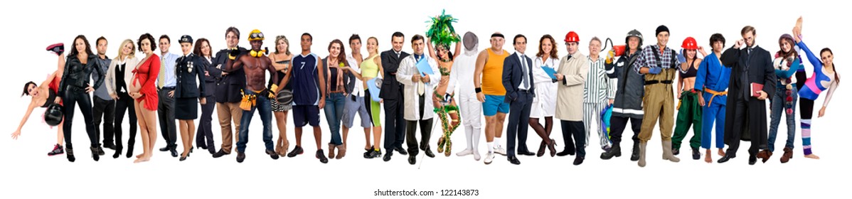  Crowd Or Group Of Different People Isolated In White