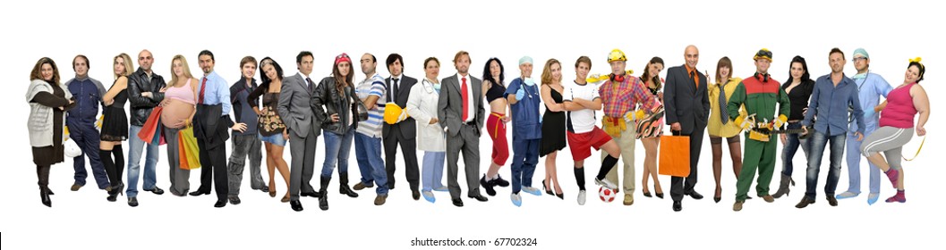  Crowd Or Group Of Different People Isolated In White