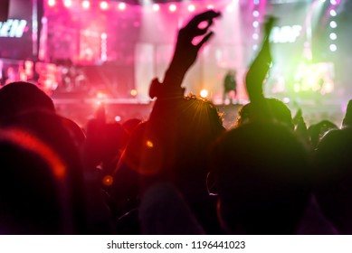 Crowd Hands Concert Stage Lights Enjoying Stock Photo 1196441023 ...