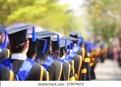 Crowd Image Of Students At Graduation Ceremony From Behind