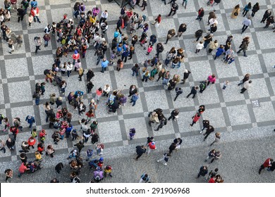 Crowd of People from Above Bird's Eye View