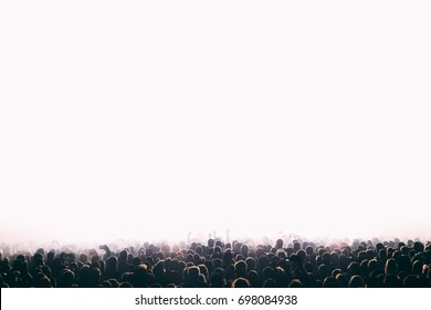 Crowd Of People At The Concert, Horizontal Isolated Background 