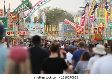 Crowd Of People At The Florida State Fair Febuary 17, 2019