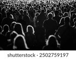 Crowd of people in front of the stage during the concert.