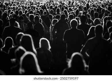 Crowd of people in front of the stage during the concert.