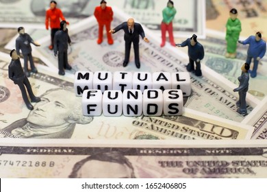 crowd of people and letter cube on dollar background. conceptual image for mutual fund, investment and financial.