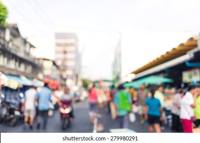 A crowd of people moving on the old town city street defocused blurred abstract image at phuket thailand - Shutterstock ID 279980291