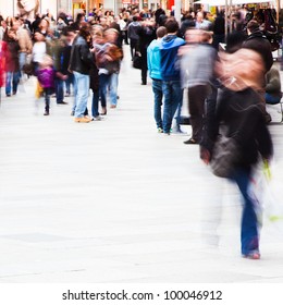 Crowd Of People On The Shopping Street