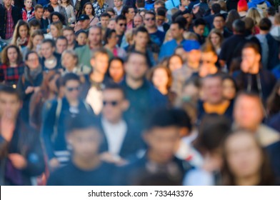 Crowd Of People On The Street. No Recognizable Faces