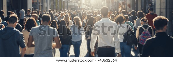 crowd of people in a\
shopping street