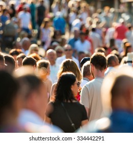 Crowd of people walking on the busy city street.  - Shutterstock ID 334442291