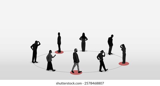 Crowd of People Web Concept. Creative Art Collage Background