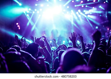 Crowd raising their hands and enjoying great festival party. - Shutterstock ID 480758203