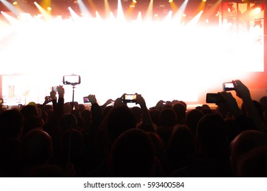 Crowd Silhouettes Clapping Cheering Poster Sports Foto Stok 593400584