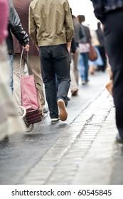 Crowd Walking - Group Of People Walking Together (motion Blur)