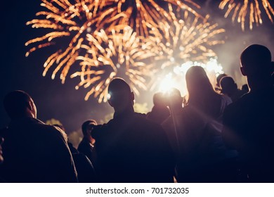 Crowd Watching Fireworks