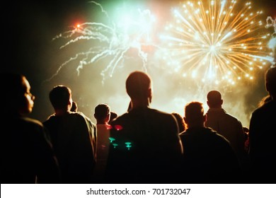 Crowd watching fireworks