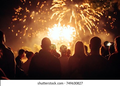 Crowd Watching Fireworks