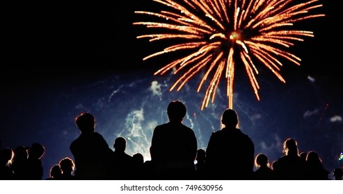 Crowd Watching Fireworks