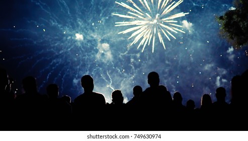 Crowd Watching Fireworks