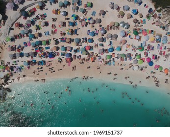 Crowded Beach In A Greek Island