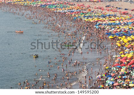 Crowded beach at Lima, Peru