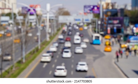 Crowded City Traffic On The Road Blurred