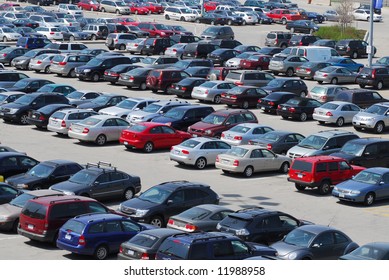 Crowded Parking Lot In Downtown