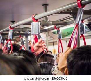 Crowded People In The Mass Public Transportation
