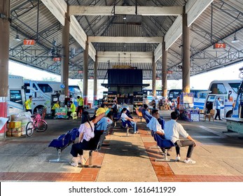 Crowded People Wait In Bus Terminal To Go Back Their Hometown In Holiday Season. Mochit Terminal, Bangkok Thailand Date 12 Jan 2020