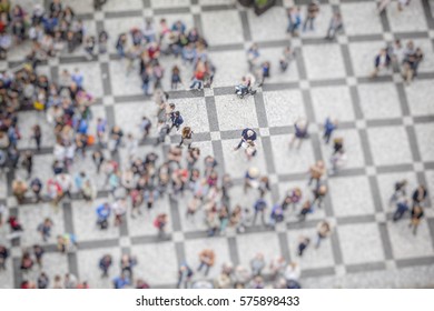 Crowded Street From Above