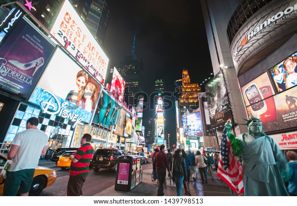 Crowded Time Square Night View Billboards Stock Photo Edit Now