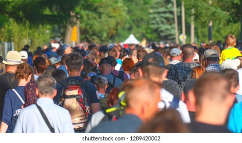 Crowds Of People Leaving The Event Of Mass Demonstrations  