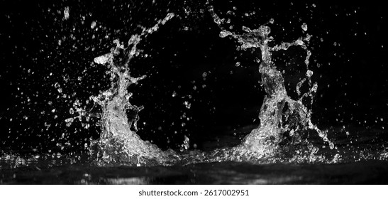 crown looking water splash with black background 